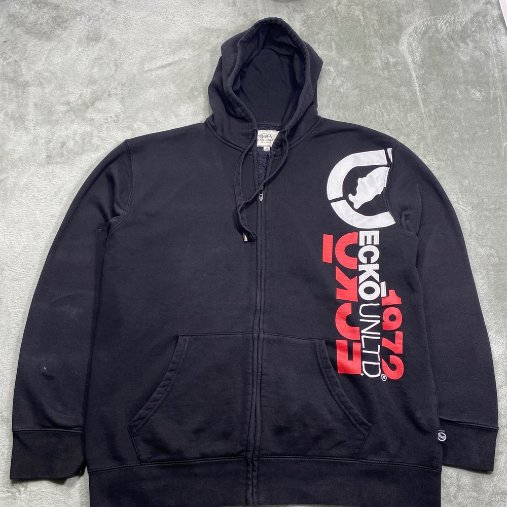 Ecko Unltd Full Zip‎ Hoodie Graphic Print Sweatshirt Mens XL